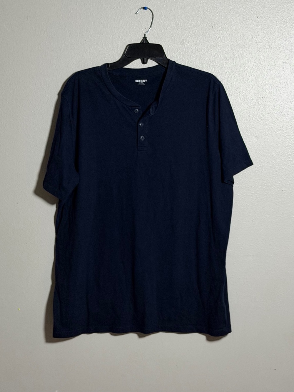Old Navy Men Navy Blue Casual Minimalist Short Sleeve Henley Shirt size XL Tall‎